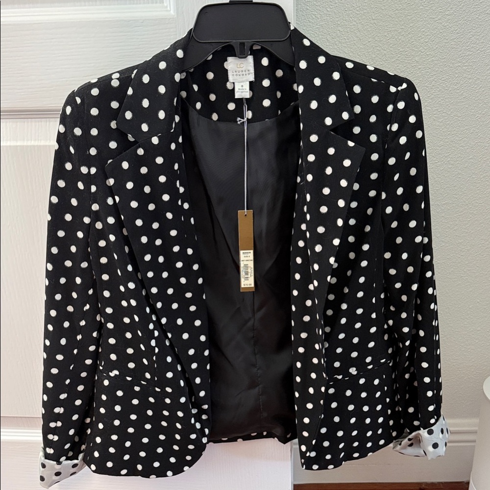 LC Lauren Conrad Black and White Polka Dot Blazer